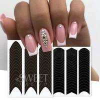 French Strip Line Nail Art Form Fringe Tip Guides Wavy Oblique Spray Template Stickers Creative Stencil DIY Manicure Tools Decor 2