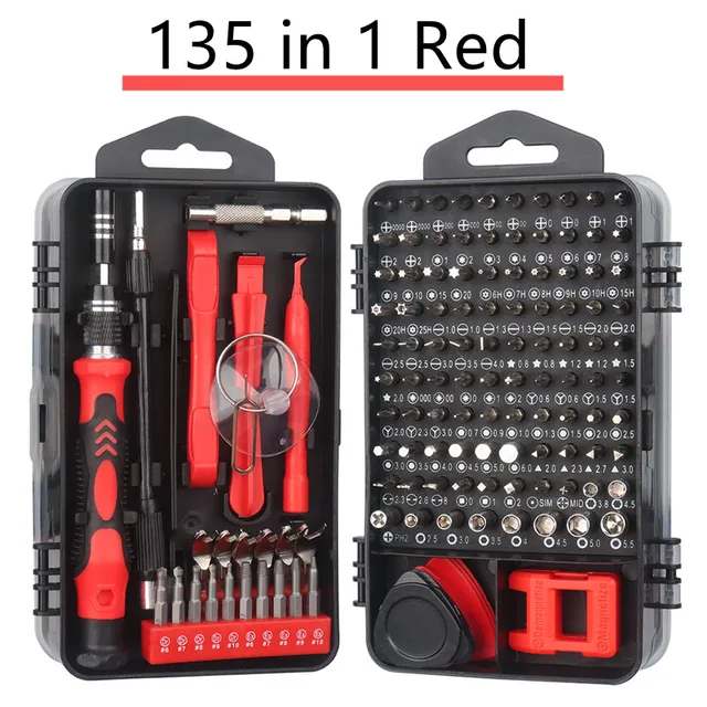 Mini Precision Screwdriver Set Magnetic,135/115 in 1 Electronic Repair Tool Kit for Iphone,Computer,Laptop,Tablet,Android 135 in 1 Red
