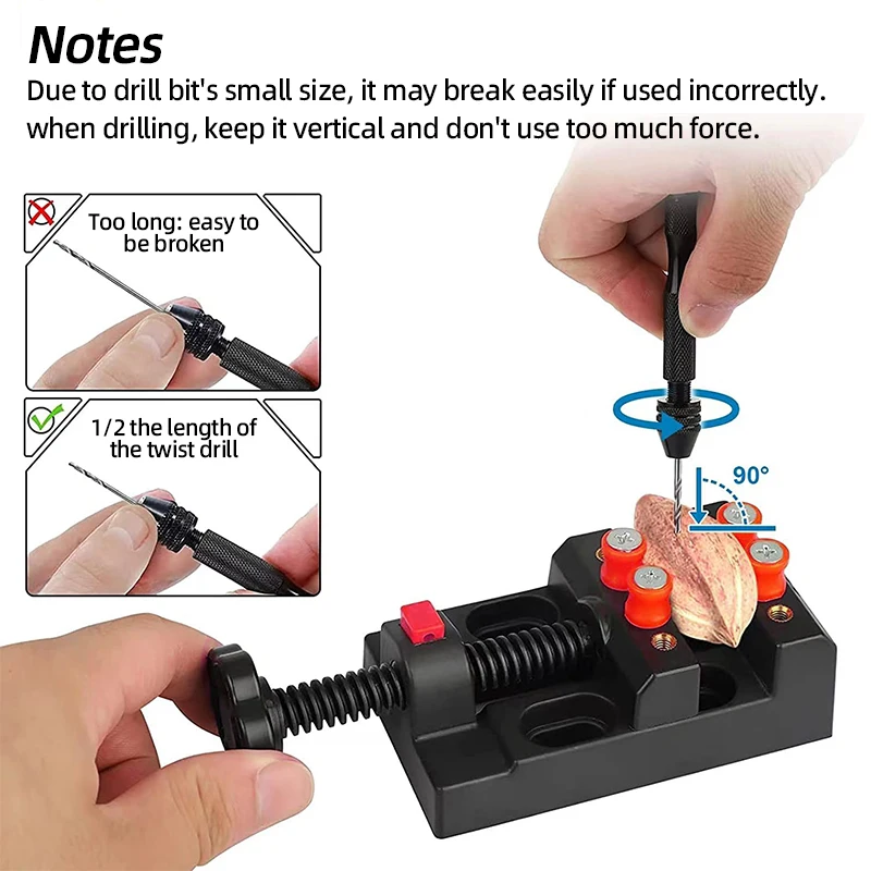 Mini Micro Aluminum 0.3-3.4mm Hand Drill With Keyless Chuck Rotary Tools Wood Drilling + HSS Twist Drill Bits Set Manual