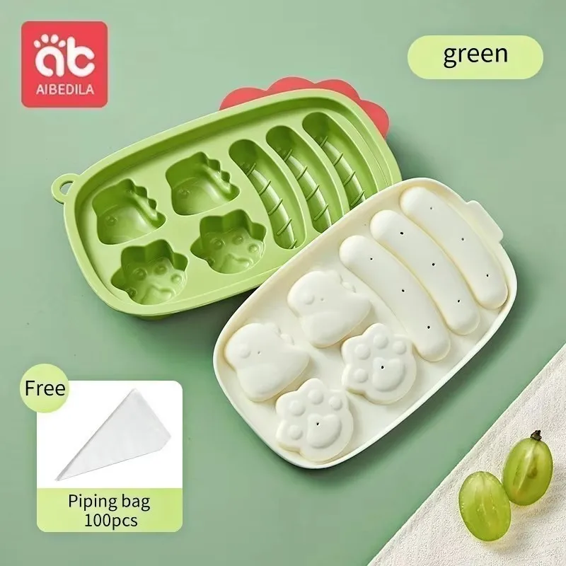 AIBEDILA Baby Food Supplement Mold Tool Can Be Steamed Food Grade Silicone Meat Sausage Steamed Sausage Abrasive Feeding