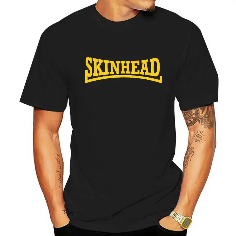

Желтая дизайнерская черная футболка Skinhead всех размеров