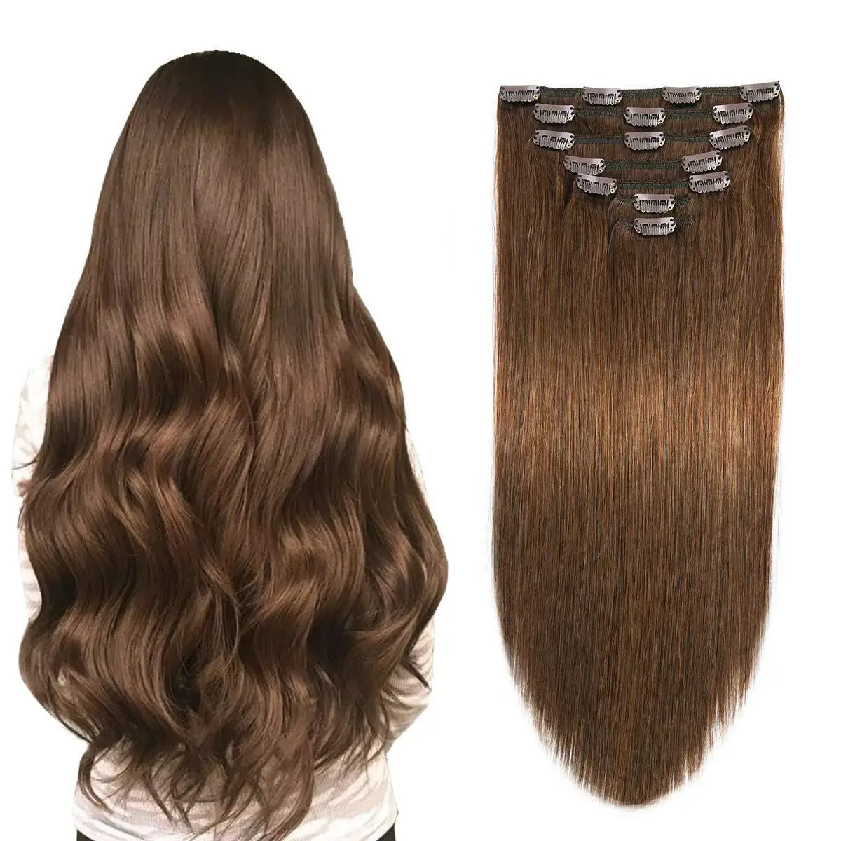 100 Human Hair Clip In Extensions Clip In Human Hair Extensions 100%real Human Hair Clip In Natural Hair