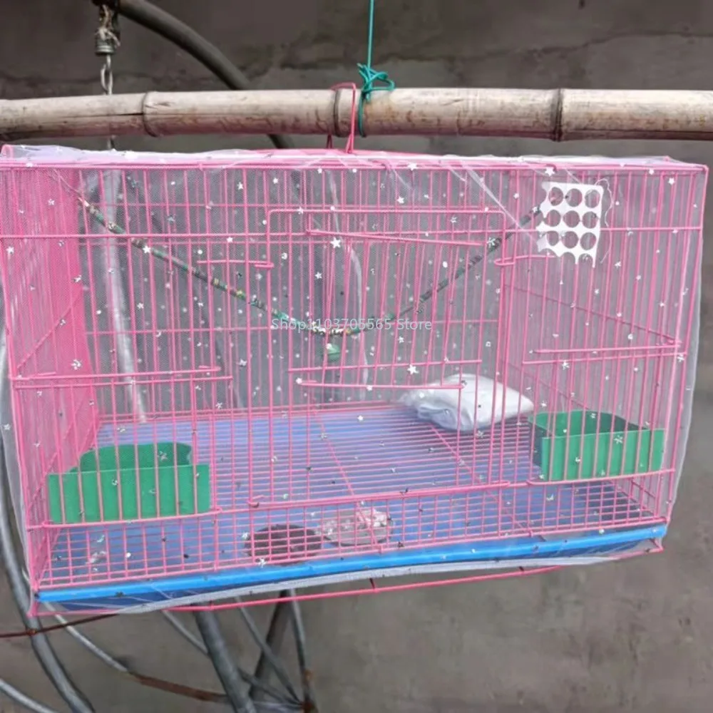 Nylon Mesh Bird Cage Cover Receptor Seed Guard Soft Easy Cleaning Airy Fabric Seed Catcher