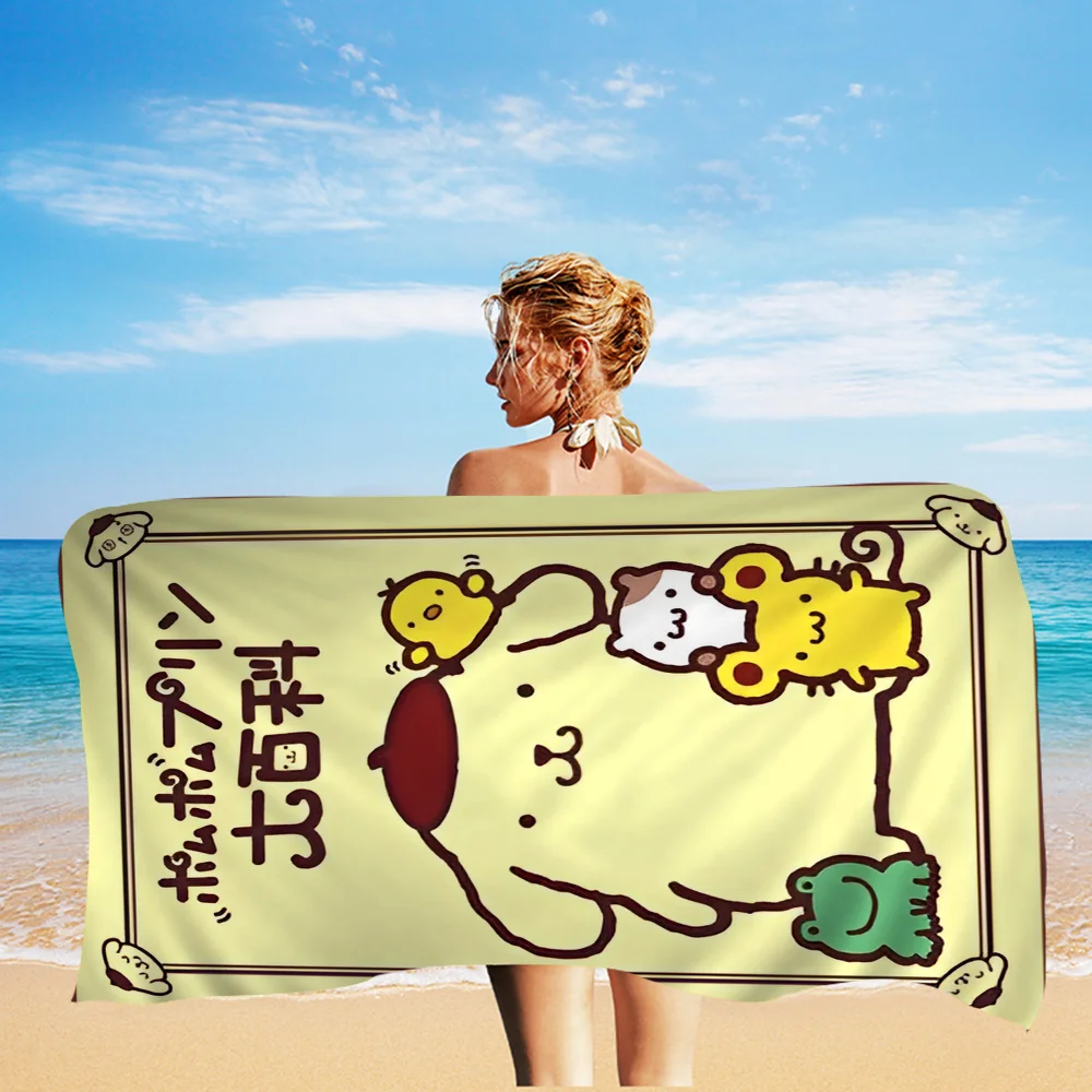 P-PompompurinS Microfiber Printed Beach Towel Mountain Climbing Yoga Beach Swimming Running Absorbent Soft Towel 4