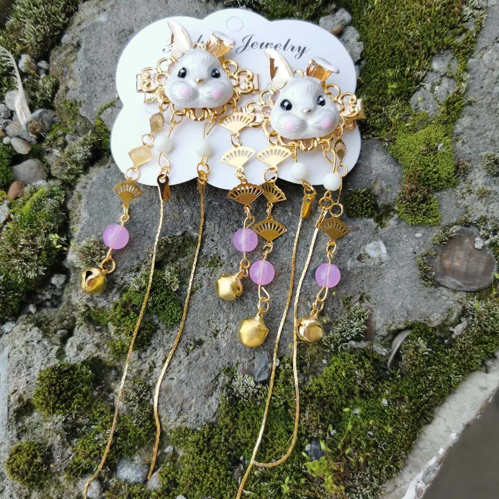 

Cosplay Retro Leaves Bell Chinese elements Animal Hair Accessories Tassels Hair Clip Rabbit Hairpin Alloy