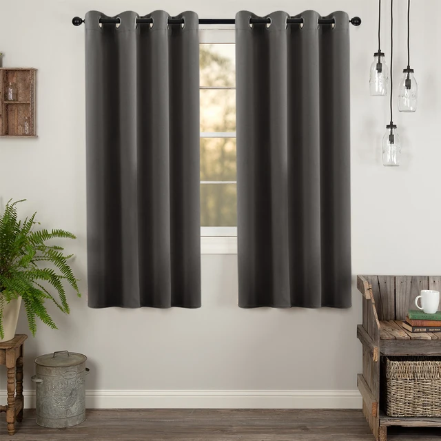 BILEEHOME Blackout Curtains for Living Room Bedroom Kitchen Short Curtains Window Treatments Solid Color Curtain Drape Blinds 1