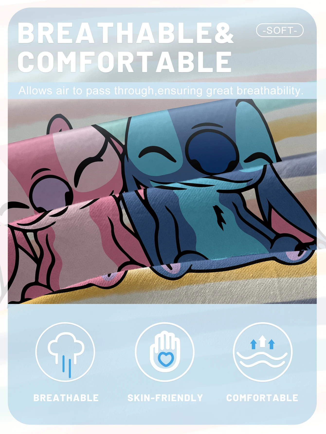1 cartoon cute Stitch pattern digital printed frosted Fitted Sheet,bedroom printed bed cover,bedding(No pillowcase) 5