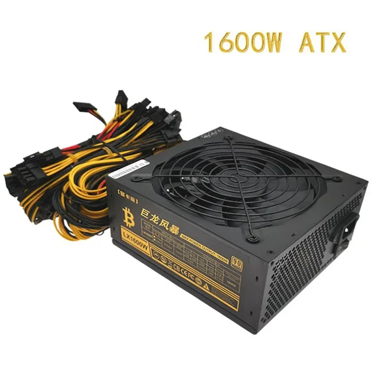 ETH Mining Rig Power Supply 1600W PC Serve ATX Switching PSU For RX470 480 570 1060 1070 6 GPU Bitcoin Miner PSU