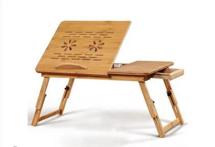 

yanguanggu student adjustab table woodenbed table bamboo notebook computer desk foldable laptop Desk 50*30cm haved drawer no fan
