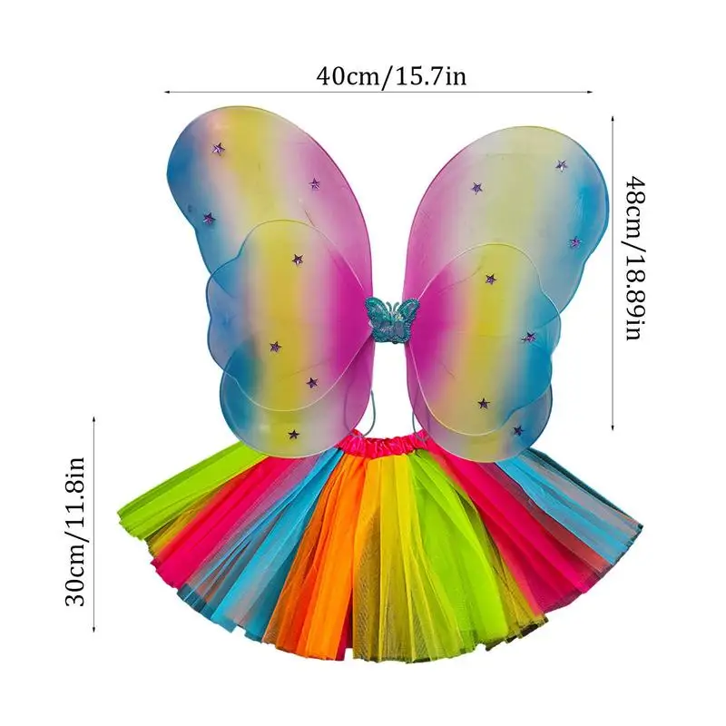 Butterfly Wings Cloth Children's Fairy Costumes Lights B 4 Pcs Butterfly Wand Cosplay Accessories Dress Up Fairy Wings For