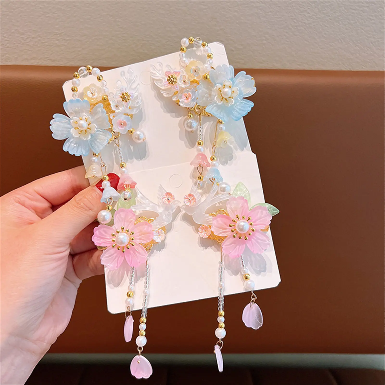 Alte Vintage Quaste Haarnadel Chinesischen Stil Glas Farbige Blume Haar Clip Für Frauen Mädchen Elegante Hanfu Schmuck Haar Zubehör – Detail 3