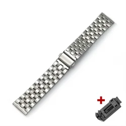 Premium Solid Polished Stainless Steel Watchband Bracelet Strap - 22mm (Silver - Five)