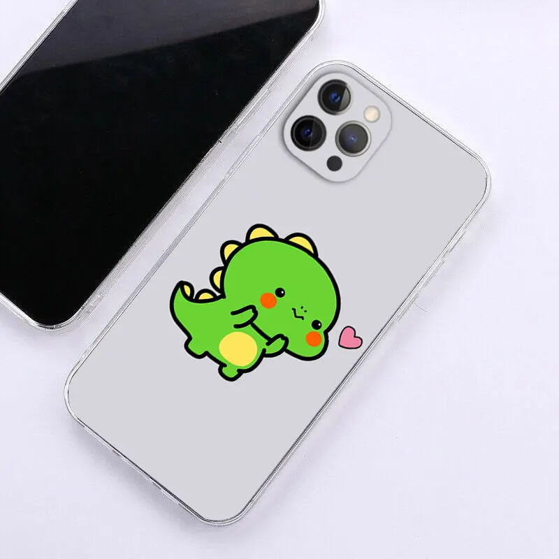 Adorable Cartoon Dinosaur Couple Phone Case - Soft Cover s