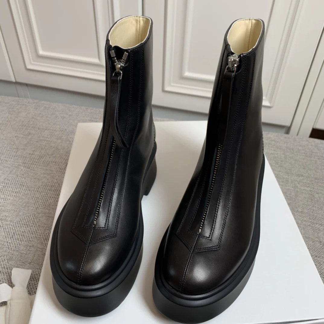 

Высококачественные зимние ботинки из натуральной кожи 2023, ботильоны челси на молнии спереди, ботинки на платформе