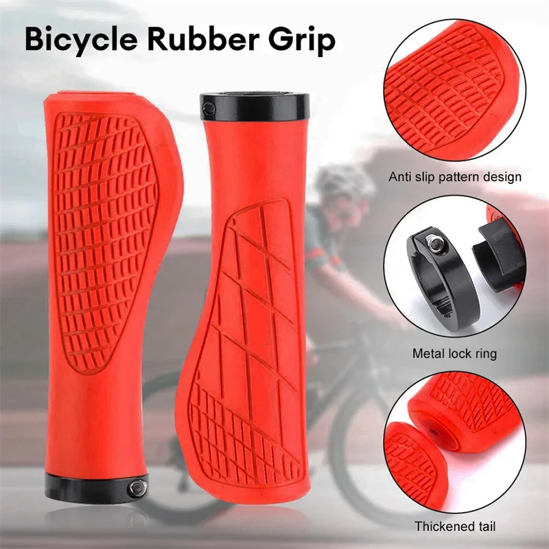 1Pair Bicycle Grips Shockproof Bike Handlebar Cover Anti-Slip Lockable Grips Ergonomic Cycling Handle Grips