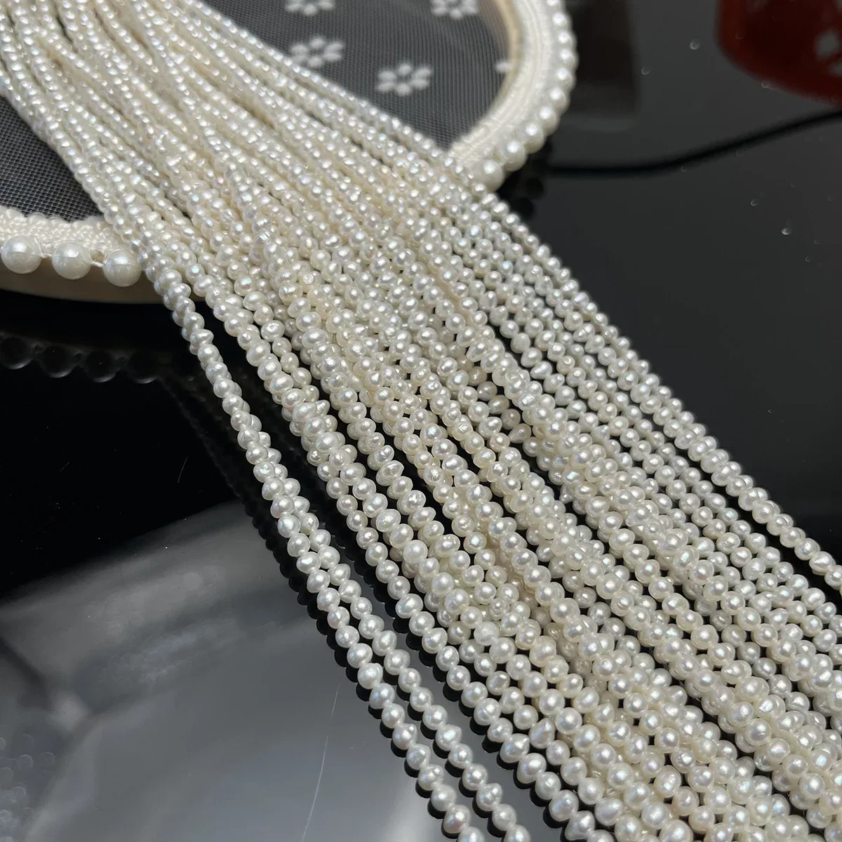 Natürliche Süßwasserperlen, 3–4 mm, AA, weiß, rund, kleine Perlen für Schmuckherstellung, DIY-Halskette, Armband, Zubehör, Geschenk, Weihnachten