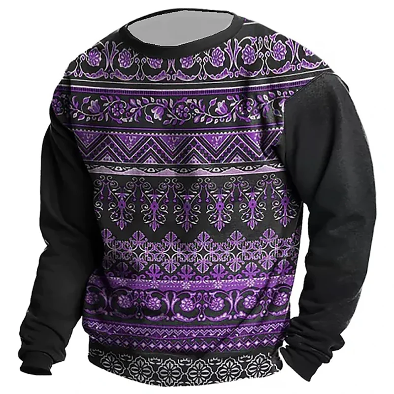Bohemian Floral Long Sleeved T Shirt Casual Retro Tops