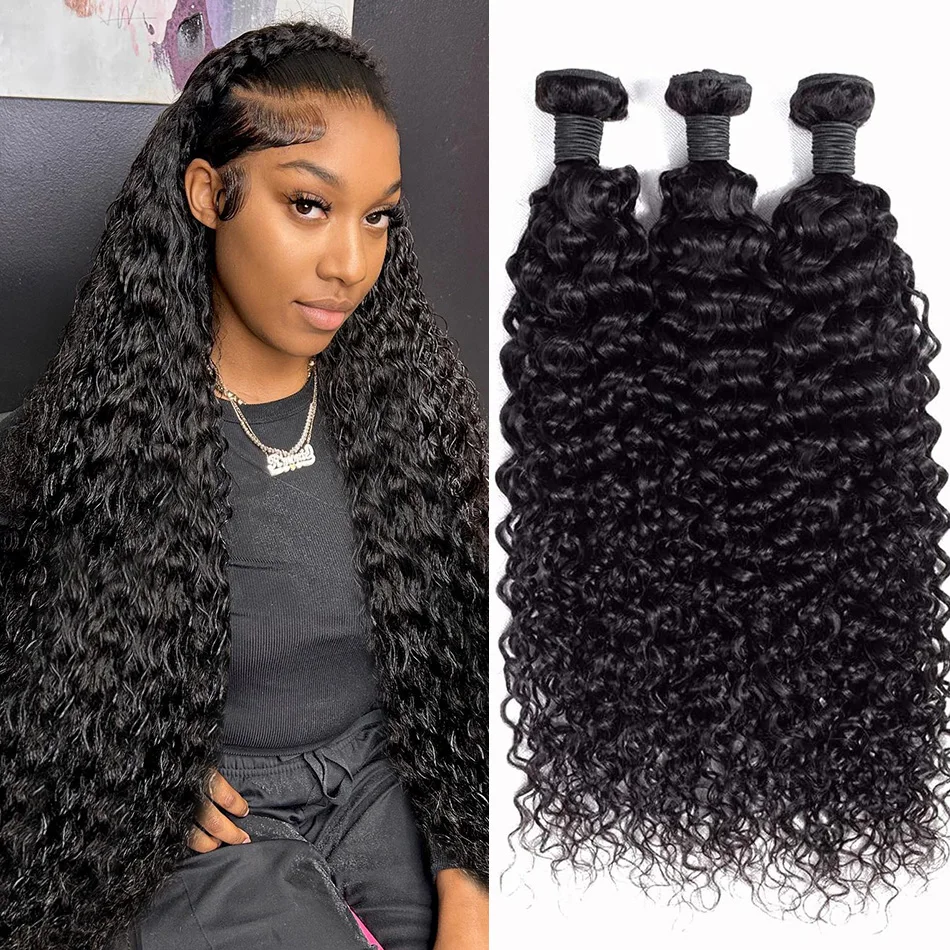 30 40 Inch Loose Deep Wave Human Hair Bundles Brazilian Curly 2 3 4 Bundles Raw Hair Extensions Double Weft