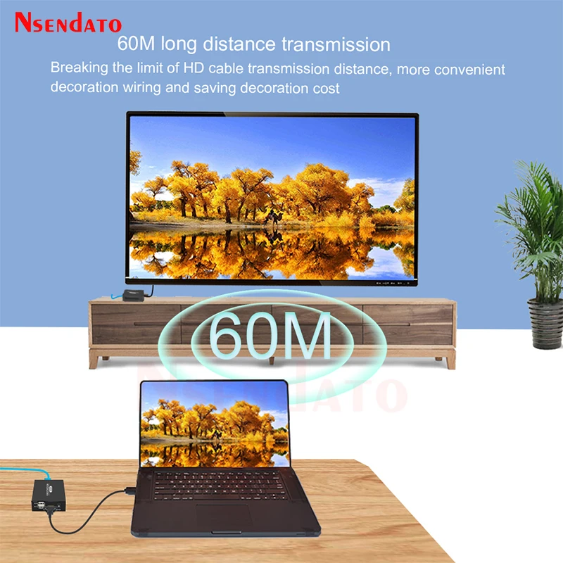 HDMI KVM Extender Over 60M cat5e/6 Ethernet RJ45 LAN Cable Support Keyboard Mouse Extender HDMI KVM Network Extender