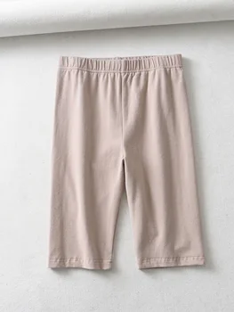 sexy women cotton high waist elastic pure color slim Knee-Length biker shorts female 6