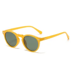 Vintage - Style Unisex Polarized Round Sunglasses - Fashionable Retro Eyewear (Yellow Green)