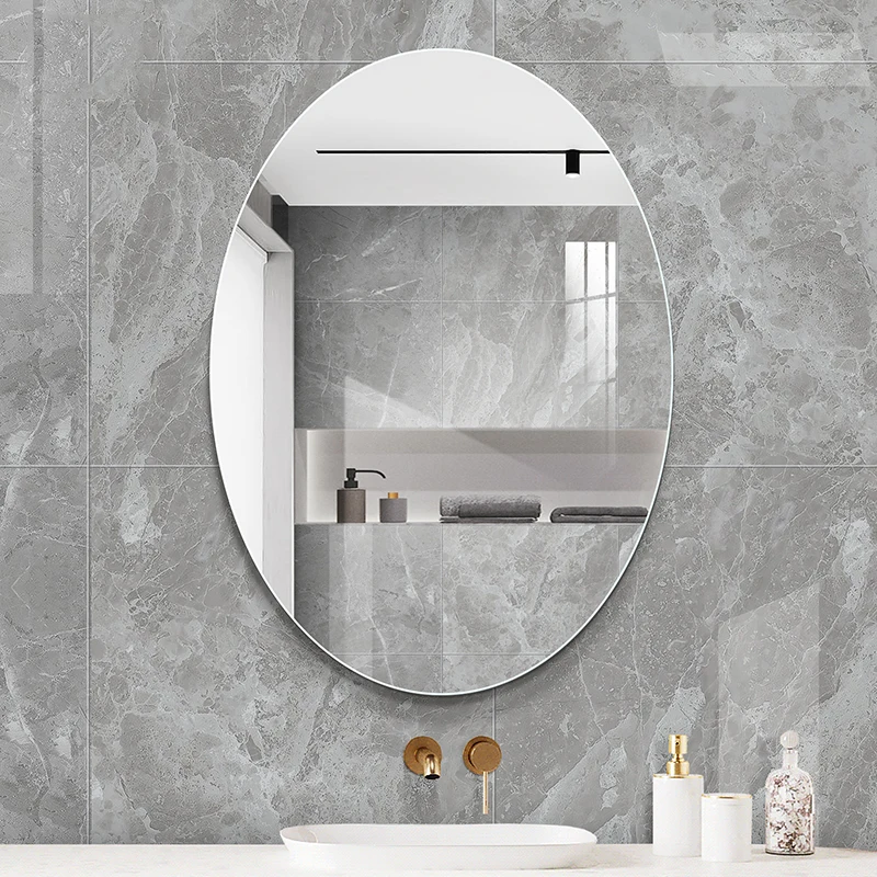 

Oval Glass Bathroom Mirror Wall Mounted Display Aesthetic Safety Bathroom Mirror Clear Free Shipping Espejo Bathroom Supplies