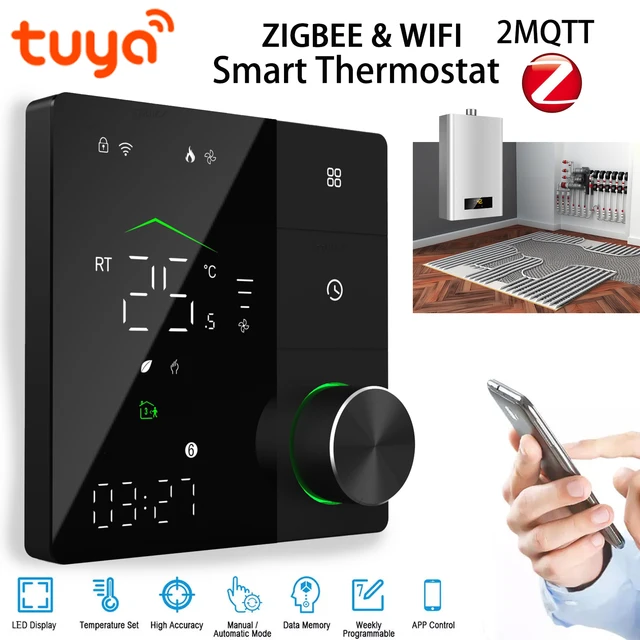 ZIGBEE&WIFI เทอร์โมสตัทอัจฉริยะสามารถตั้งโปรแกรมสําหรับหม้อต้มแก๊ส/วาล์วน้ํา/พื้นไฟฟ้า เครื่องทําความร้อนใต้พื้นแบบอินฟราเรด 1