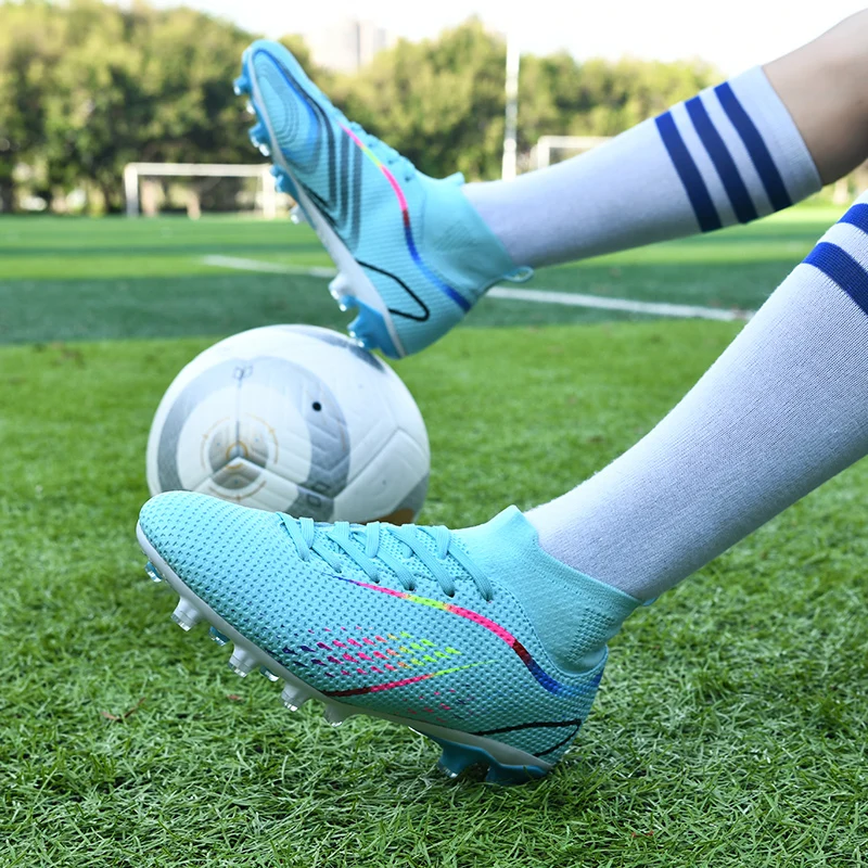 Children's Football Shoes TF/FG Adult High Top Comfortable Training Shoes Youth Outdoor Anti Slip Durable Football Boots