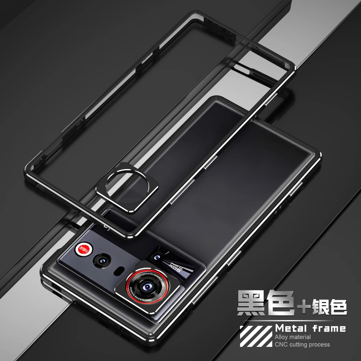 Sleek Metal Bumper Phone Case with Camera Lens Protector