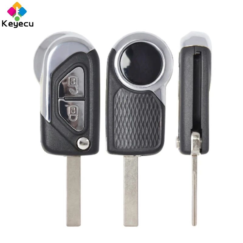 Key Case Car Key Shell Car Remote Key Car Key Key Shell KEYECU Replacement Flip Remote Car Key Shell Cover 2 Buttons HU83 Blade Fob Citroen C3 C5 DS3 2009 -