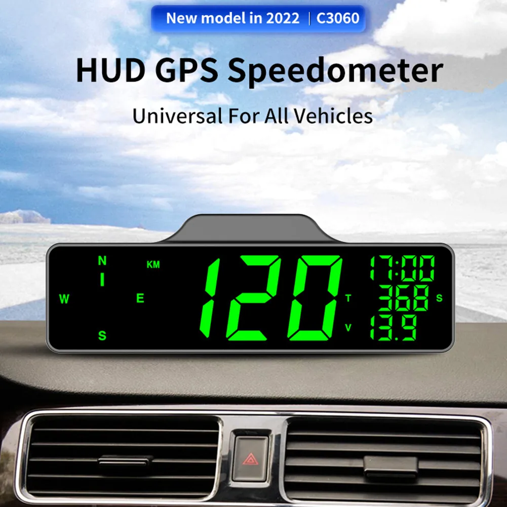 Car Head Up Display HUD Compass GPS Digital Speedometer Overspeed Alarm