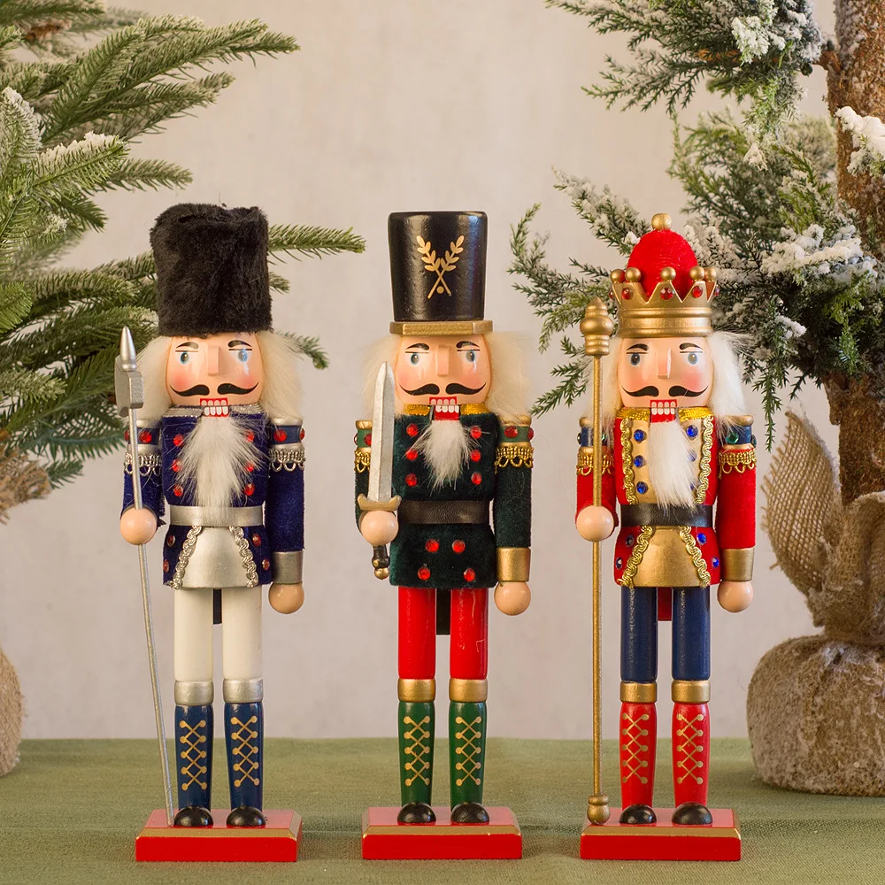 High quality 30cm wooden Christmas nutcracker soldier ornament, durable holiday decoration, Christmas tree display supplies