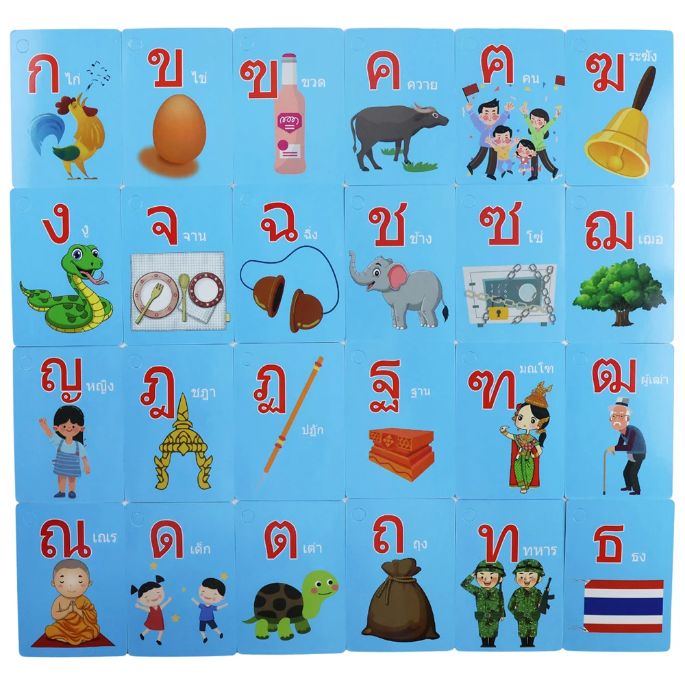 Toddler Thai Alphabet Words Flashcards Play Games Learning Educational for Children Kids Montessori Intelligence Phonics Cards 3