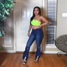 

Women Jeans Streetwear Vintage Jeans Spring Summer Fashion Lace-up Slim Denim Bell-Bottom Pants Trousers Women Mid Waist Jeans