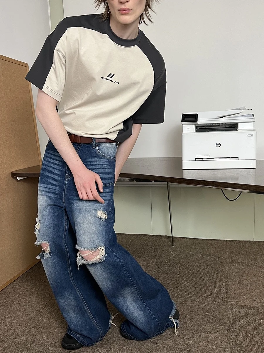 Umism Guess The Train 파괴적인 청바지 23ss 슬림 피트 찢어진 무릎 방수 여성 데님 바지  Best Top5