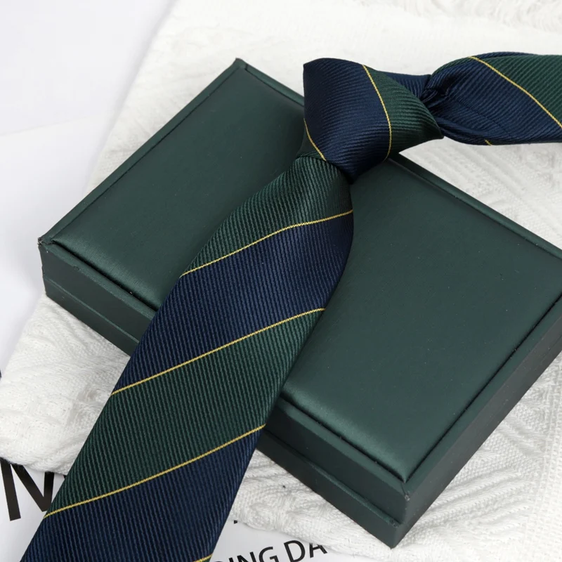 Ties for Men Women Fashion Wholesale Dark Green Navy Blue Stripe Male Polyester JK Necktie ​Party Wedding Clothes Accessories