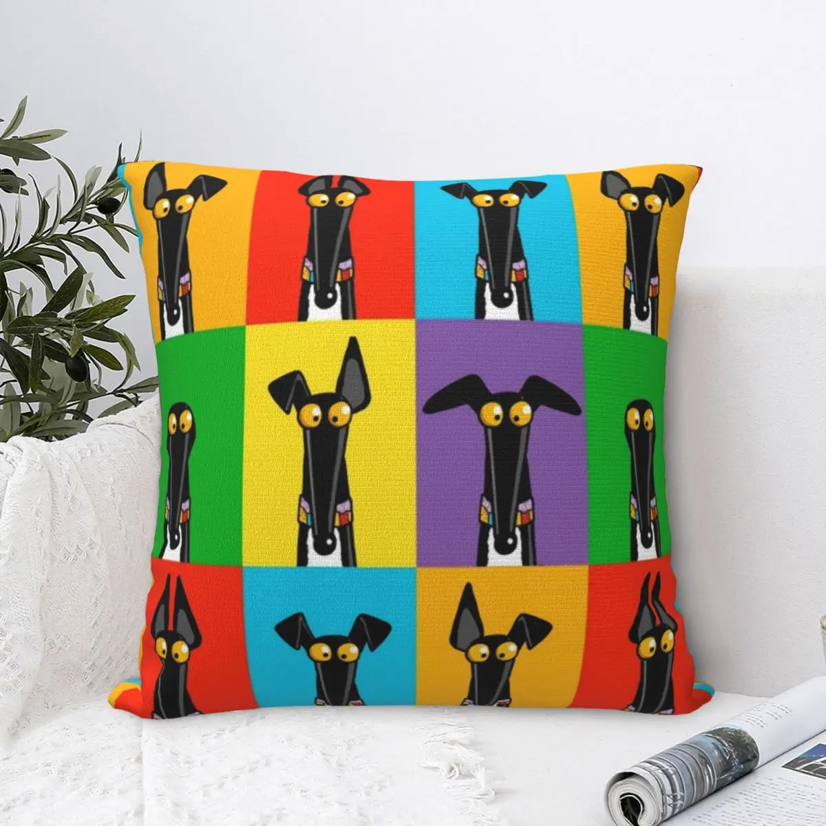 

Greyhound Semaphore With Border Square Pillowcase Polyester Pillow Cover Zip Decorative Comfort Throw Pillow For Home Car