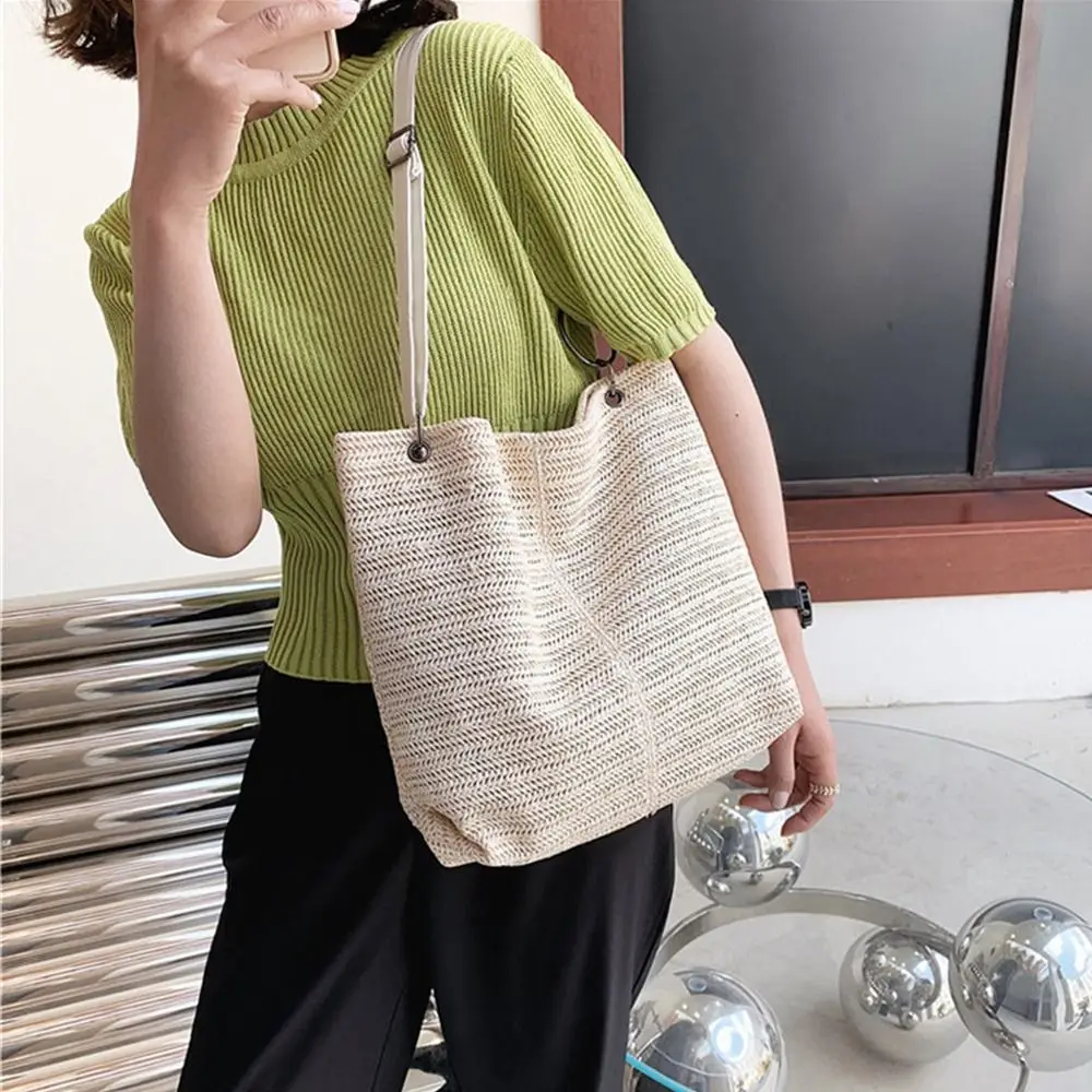 

Rattan Straw Bag Fashion Woven Handmade Braid Handbag Large Capacity Tote Bag Women Girls