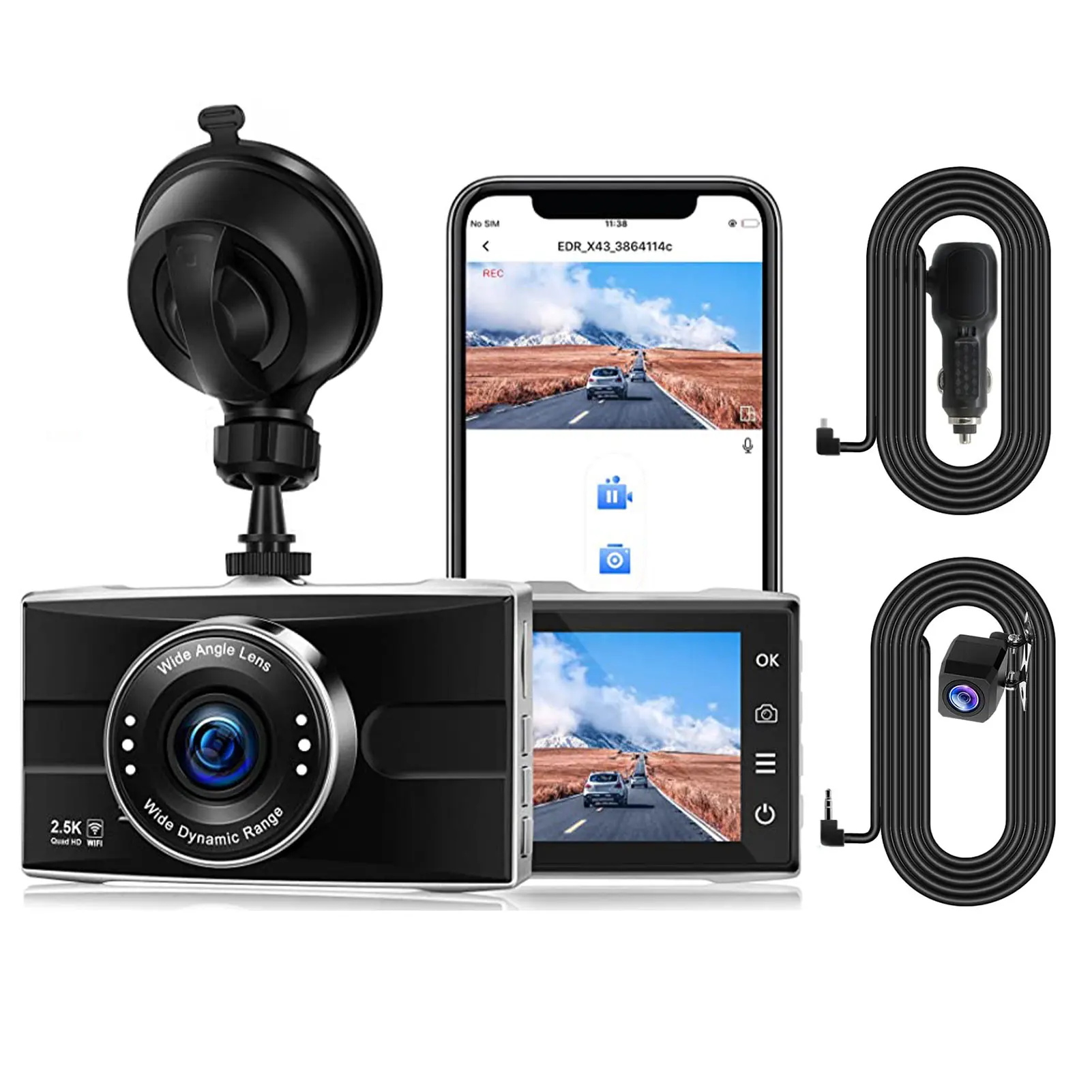 

Night Vision 3inch Screen For Cars Parking Monitor 2.5K 1080P FHD Auto Dash Cam Wide Angle Video WIFI Front Rear Security