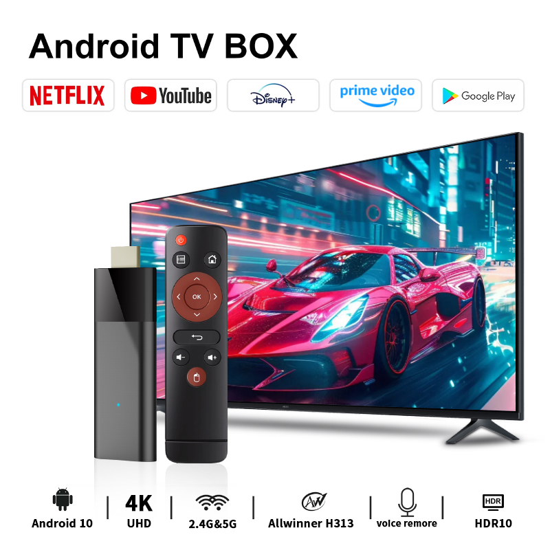 2024 Q6 H313 TV Stick Android 10 2GB 16GB 8GB Dual Wifi2.4G/5G BT5.2 4K HD Google Voice Assistant Home Media Player TV Stick