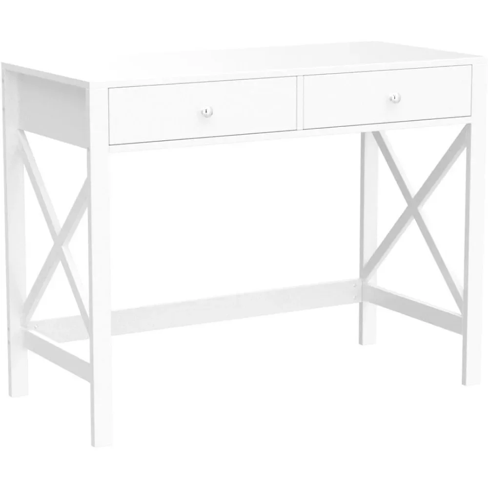 Writing Desk, White Writing Computer Desk with Drawers,Small Modern Table for Bedrooms,White Vanity Table, Writing Desk 5