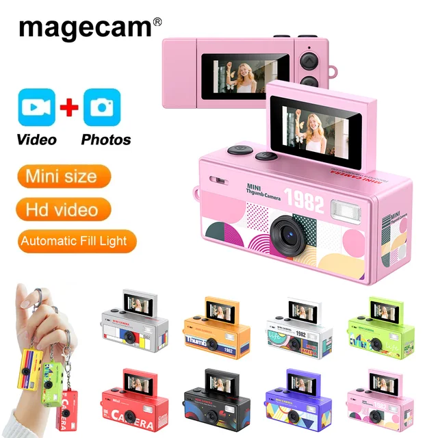 Magecam Thumb Keychain Camera 0.96inch Flip Screen Retro CCD Mini Digital Camera 720P Very Small Camcorder Video Recorder