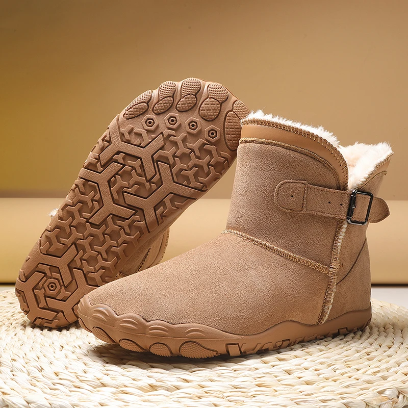 Winter Barefoot Boots Men Ankle Boots Plush Warm Snow Shoes Non Slip Casual Sneakers Warm Men Women Shoes Couple's Cotton Shoes - 6