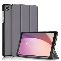 Tri - Fold Stand Cover with Magnetic Closure and Hard Back Shell for M8 4th Gen TB300 (Gray)