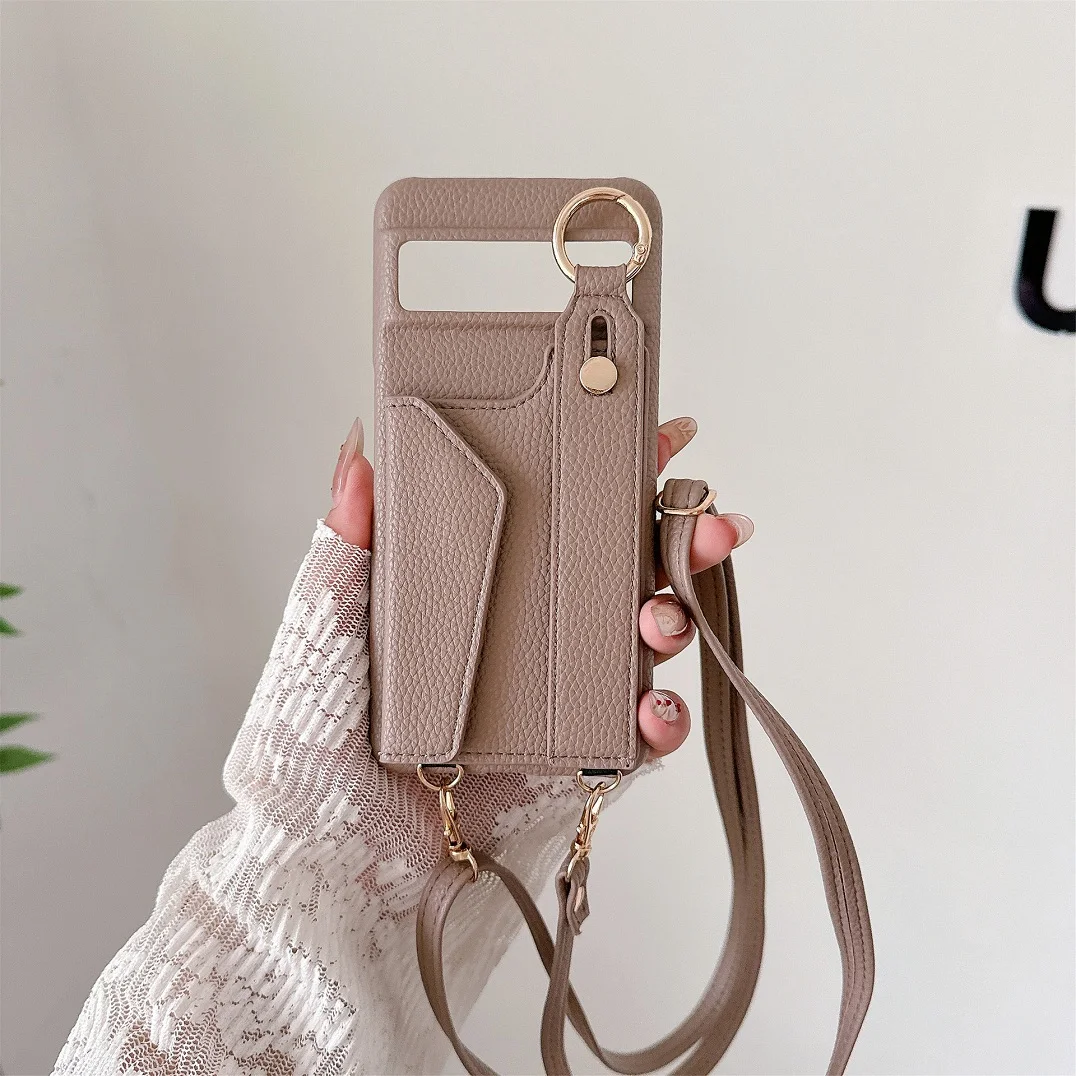Luxury Crossbody Leather Wallet Case with Hand Strap