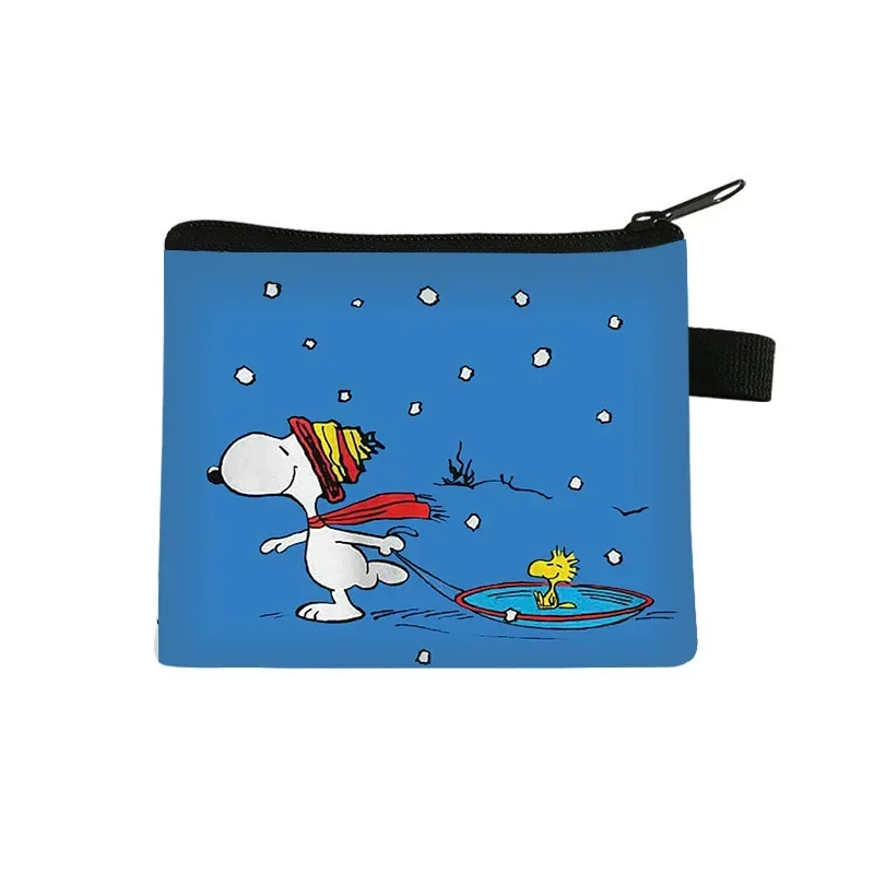 thumbnail image 1 of Monedero de dibujos animados para niños, de Snoopy y Charlie Brown, de Navidad, bonito monedero corto de animación, para niño y niña, bolsa de almacenamiento para auriculares con monedas pequeñas, 1 of 5