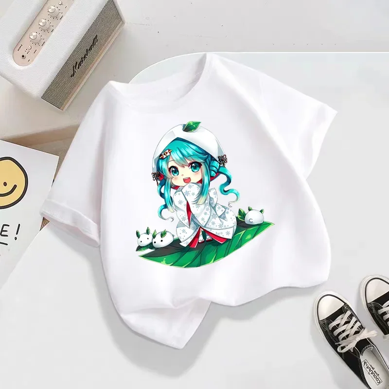 Hatsune Miku Short Sleeve T Shirt Set Kids T-shirt Clothes Harajuku Boy Girls Tshirt Hip Hop Tees All Match Trendy Street Style 6
