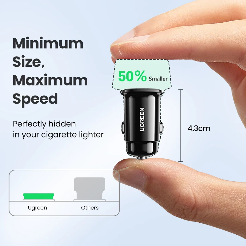 Caricabatteria da auto UGREEN 30W PD Quick Charge QC4.0 3.0 SCP tipo C caricabatteria da auto USB veloce per iPhone 14 13 12 caricabatterie per cellulare Xiaomi - immagine 6