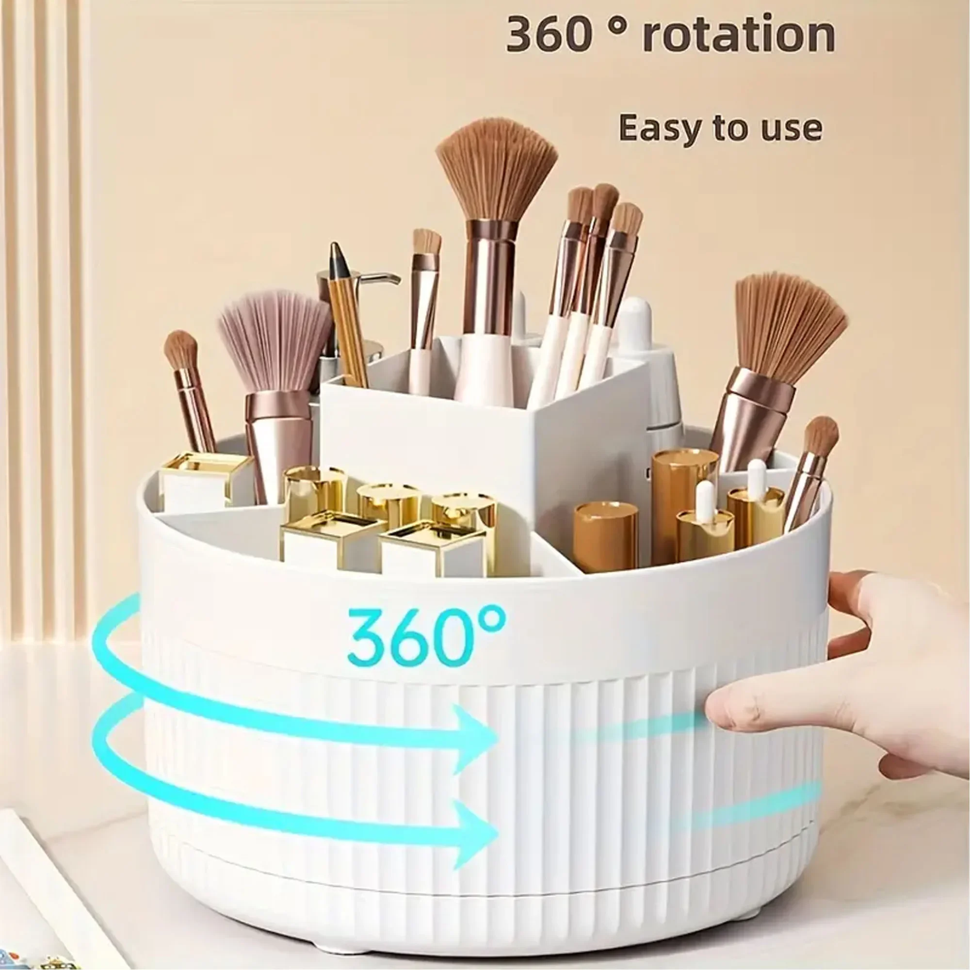 Cosmetics Storage Box 5-Grids Stripesd Partition Desktop Stationery Makeup Brush Eyebrow