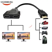 HDMI Splitter Adapter Cable 2 Dual Port Y Splitter 1 In 2 Out HDMI Male To HDMI Female 1 To 2 Way for HDMI HD LED LCD  TV ps3